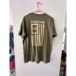 Under Armour Freedom Olive Green Short Sleeve Graphic‎ T-Shirt Mens Large